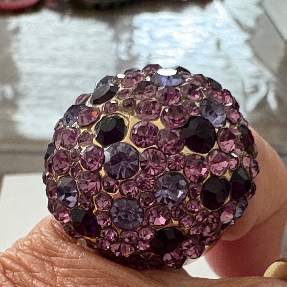 Elegant Purple Crystal Cocktail Ring